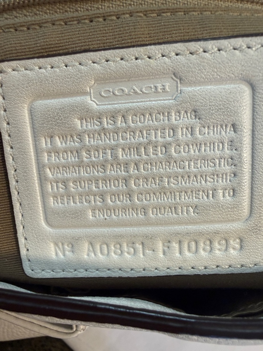 Coach Cream Pebbled Leather Shoulder Bag with Ring Detail - Picture 7 of 10